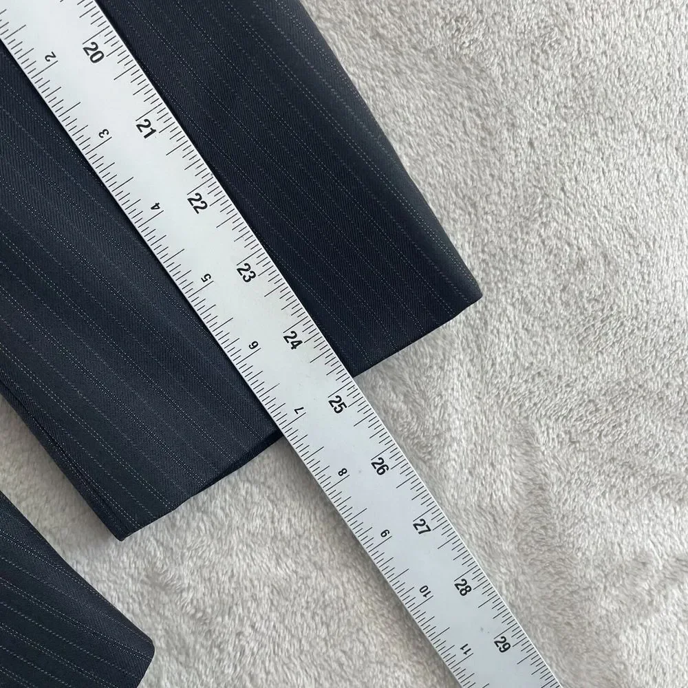 Polo Ralph Lauren Suit Men‎ 46R Black Pinstripe Wool Pants 38x28 Straight Leg